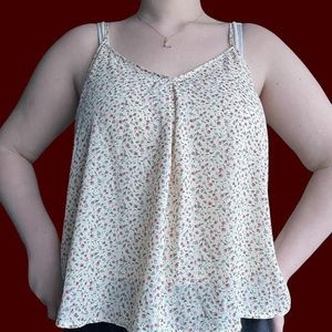 Cream floral tank top